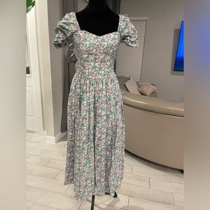 Vtg Laura Ashley prairie corset bone in cottagecore Cotton Dress US 8 FITS SMALL